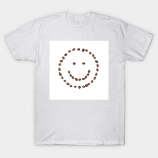 Smiling face emoticon made of coffee beans T-Shirt